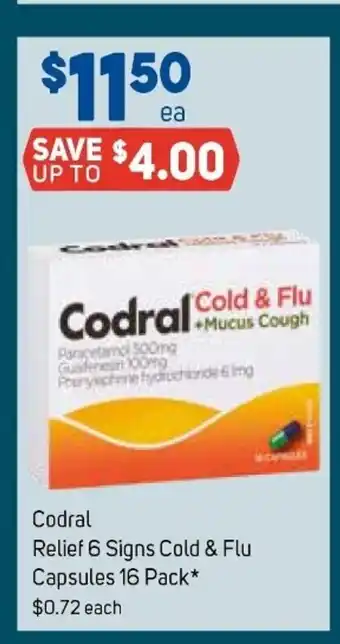 Codral Relief 6 Signs Cold & Flu Capsules 16 Pack