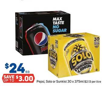 Foodland Pepsi, solo or sunkist offer