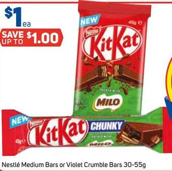 Foodland Nestlé medium bars or violet crumble bars offer
