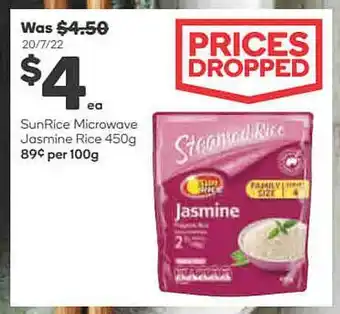 Woolworths Sunrice microwave jasmine rice offer
