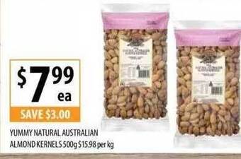Supabarn Yummy natural australian almond kernels offer