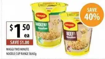 Supabarn Maggi two minute noodle cup range offer