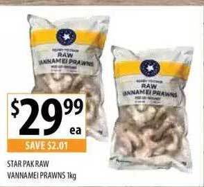 Supabarn Star pak raw vannamei prawns offer