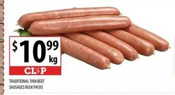 Supabarn Traditional thin beef sausages bulk packs offer