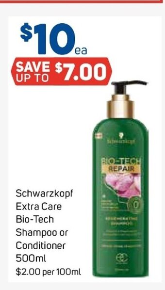 Foodland Schwarzkopf Extra Care Bio-Tech Shampoo or Conditioner 500ml offer