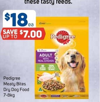 Foodland Pedigree Meaty Bites Dry Dog Food 7-8kg offer