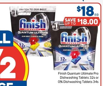 Foodland Finish Quantum Ultimate Pro Dishwashing Tablets 32s or 0% Dishwashing Tablets 34s offer