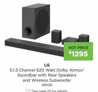 Bing Lee Lg soundbar with rear speakers and wireless subwoofer offer