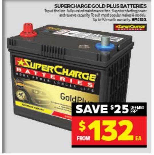 Supercharge gold plus batteries offer at Autopro