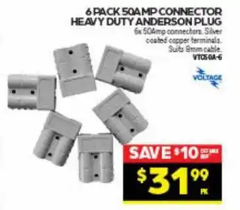 6 pack 50a mp connector heavy duty anderson plug voltage
