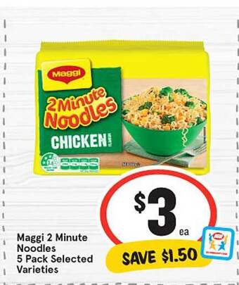 IGA Maggi 2 minute noodles 5 pack offer