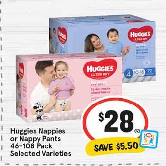 IGA Huggies nappies or nappy pants offer