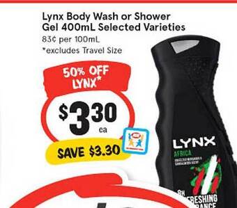 IGA Lynx body wash or shower gel offer