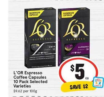 IGA L'or espresso coffee capsules offer