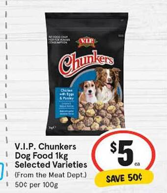 IGA Vip chunkers dog food offer