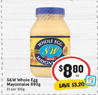 IGA S&w whole egg mayonnaise offer