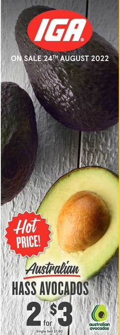 IGA Australian hass avocados offer