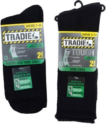 BIG W Tradie mens 2-pack bamboo or bamboo blend work socks offer