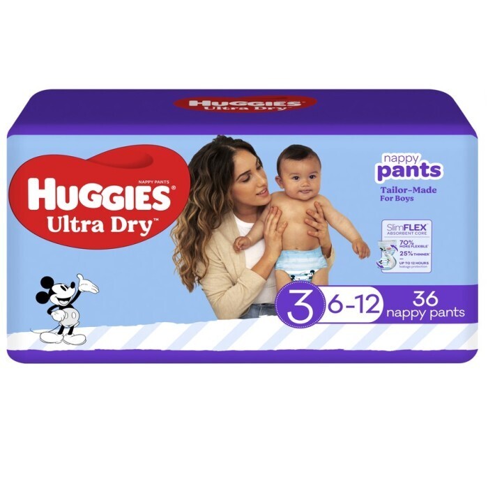 BIG W Huggies ultra dry nappy pants boy size 3 (6-12kg) 36 pack offer