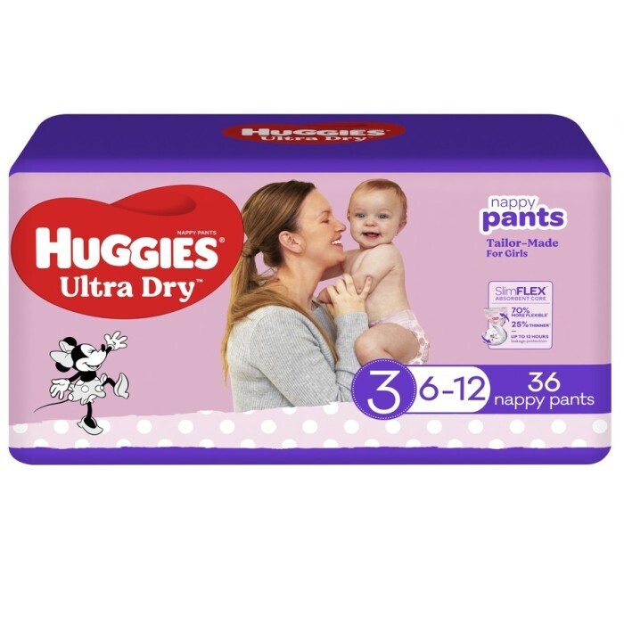 BIG W Huggies ultra dry nappy pants girl size 3 (6-12kg) 36 pack offer