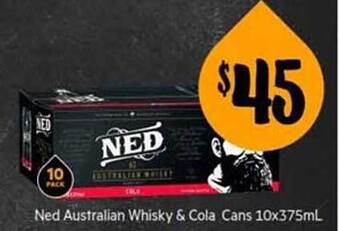 Ned australian whisky & cola cans 10x375ml