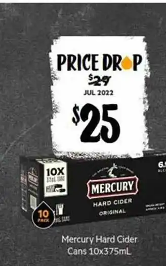 Mercury hard cider cans 10x375ml