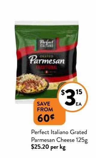 Foodworks Perfect italiano grated parmesan cheese 125g offer