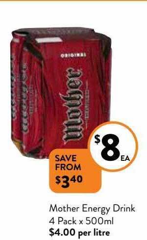 Foodworks Mother energy drink 4 pack x 500ml offer