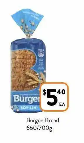 Foodworks Burgen bread 660-700g offer