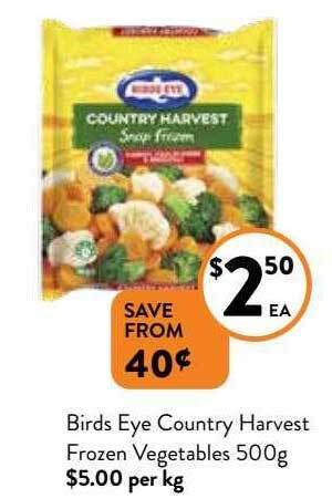 Foodworks Birds eye country harvest frozen vegetables 500g offer