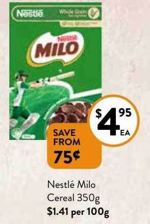 Foodworks Nestlé milo cereal 350g offer