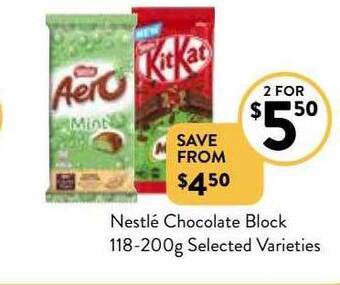 Foodworks Nestlé chocolate block 118-200g offer