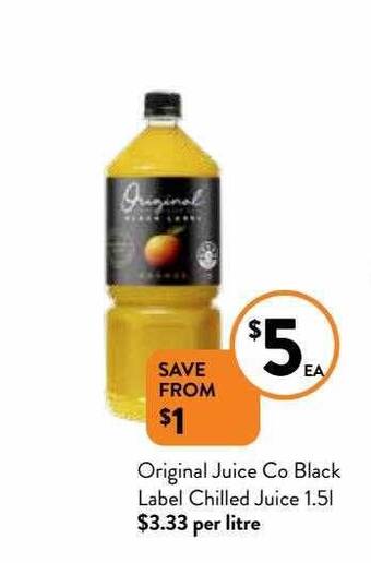 Foodworks Original juice co black label chilled juice 1.5l offer