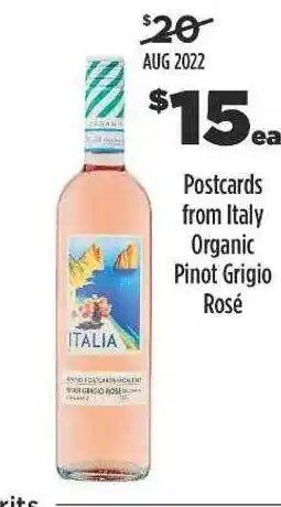 Liquorland Postcards from italy organic pinot grigio rosé offer