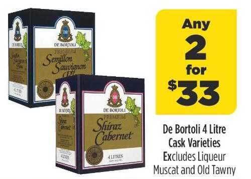 Liquorland De bortoli 4 litre cask varieties offer