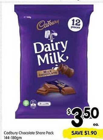 Spar Cadbury chocolate share pack 144-180gm offer