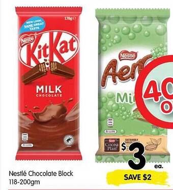 Spar Nestlé chocolate block 118-200gm offer