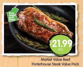 Spudshed Market value beef porterhouse steak value pack offer