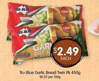 Tru-blue garlic bread twin pk 450g