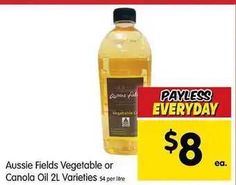 Spar Aussie fields vegetable or canola oil 2l varieties offer