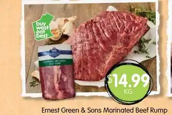 Spudshed Ernest green & sons marinated beef rump offer
