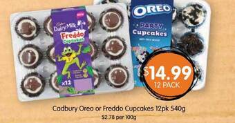 Spudshed Cadbury oreo or freddo cupcakes 12pk 540g offer