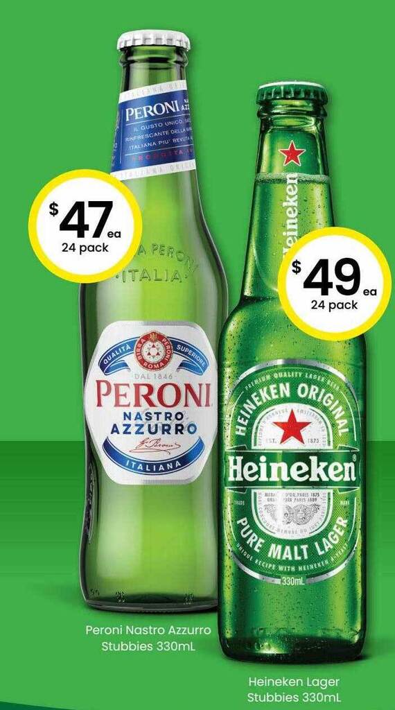 The Bottle O Peroni nastro azzurro stubbies heineken lager stubbies offer