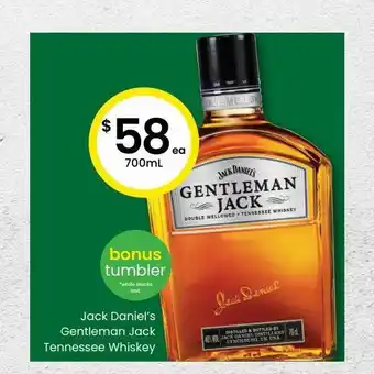 The Bottle O Jack daniel's gentleman jack tennesse whiskey offer