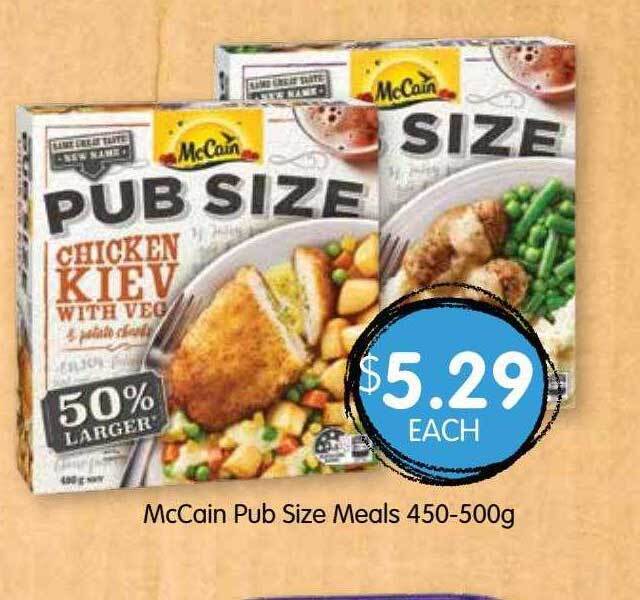 Spudshed Mccain pub size meals 450-500g offer