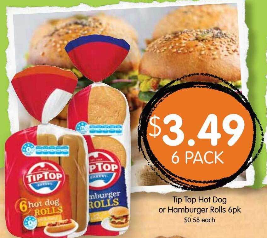 Spudshed Tip top hot dog or hamburger rolls 6pk offer