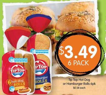 Spudshed Tip top hot dog or hamburger rolls 6pk offer