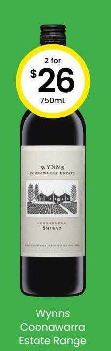 The Bottle O Wynns coonawarra estate range offer