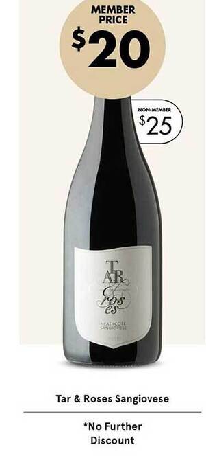 Vintage Cellars Tar & roses sangiovese offer