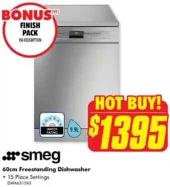 The Good Guys Smeg 60cm Freestanding Dishwasher offer